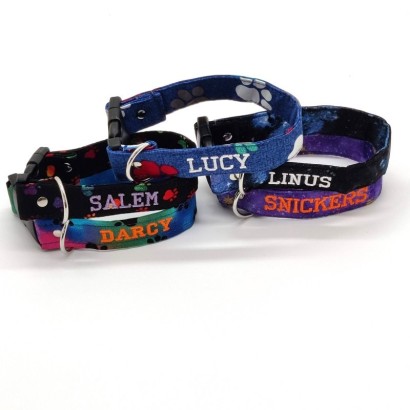 Super cute and stylish custom embroidered collars - Fully adjustable with high quality buckle and hardware